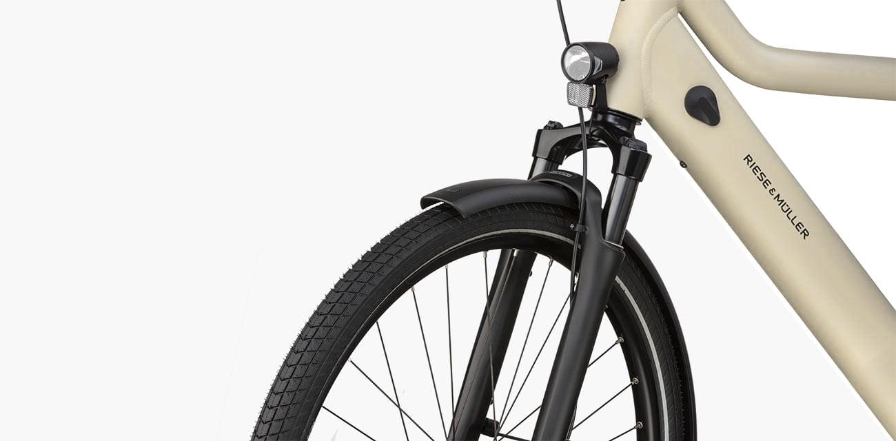 Riese & Müller Culture mixte silent 400Wh Purion 200 blossom mit Vordergabel und Beleuchtung