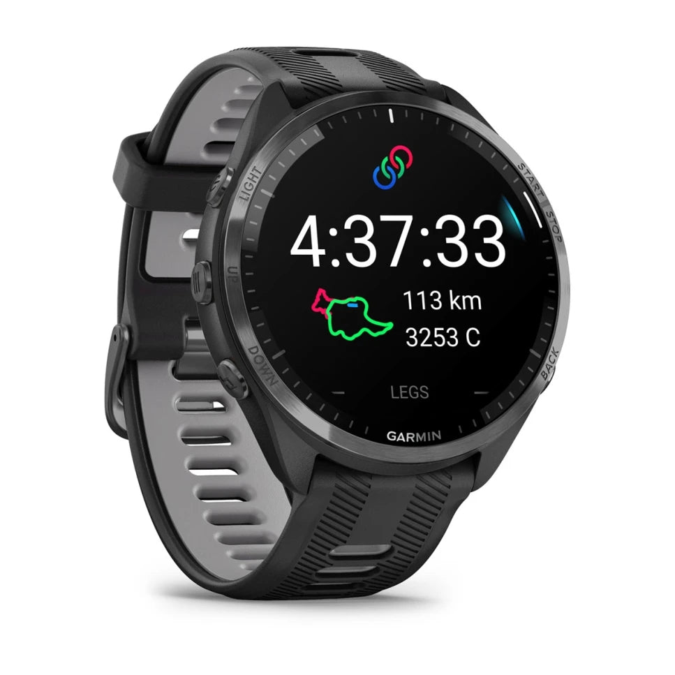 Garmin Forerunner® 965, Schwarz/Carbongrau DLC Titan mit black