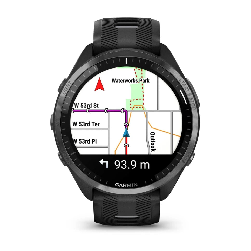 Garmin Forerunner® 965, Schwarz/Carbongrau DLC Titan mit black