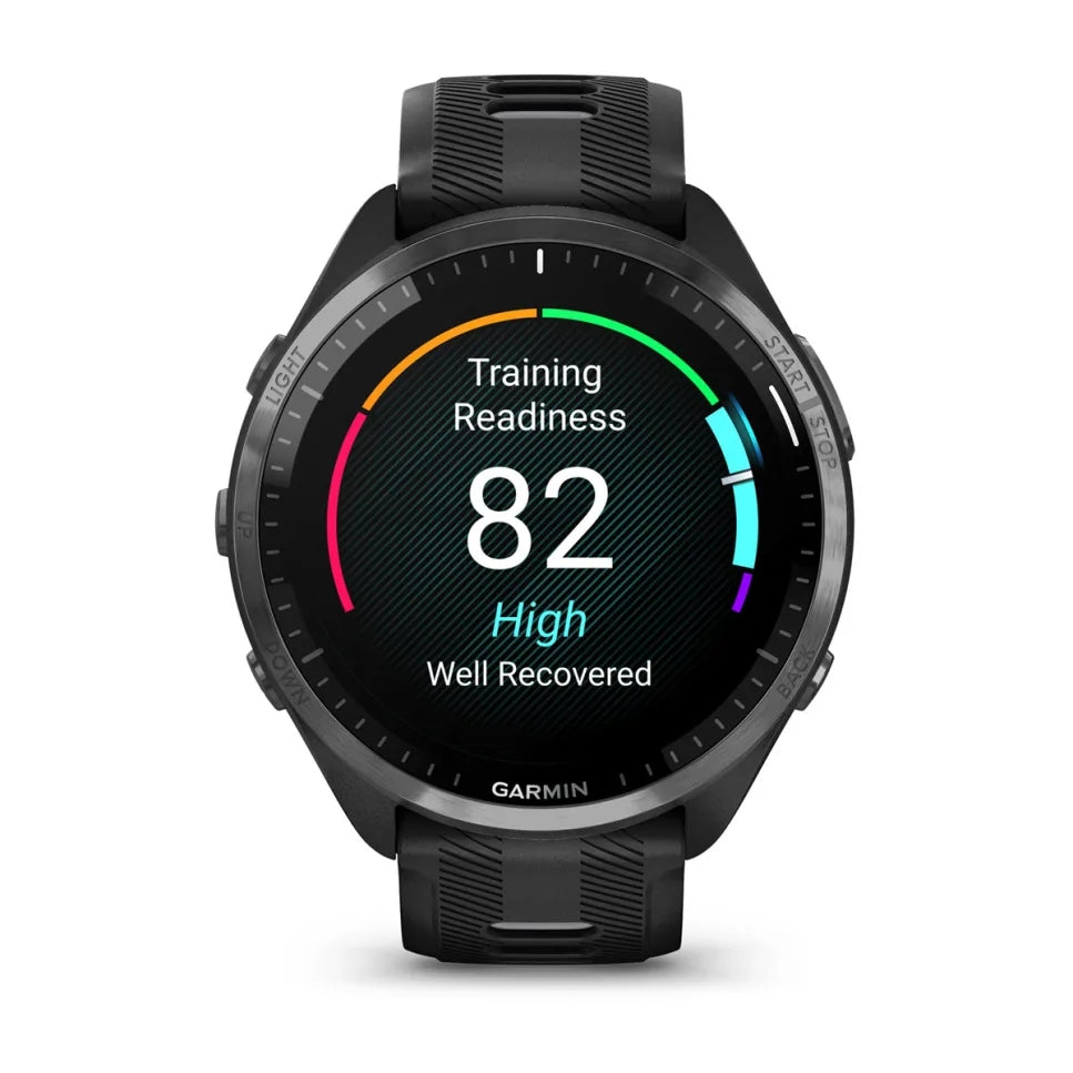 Garmin Forerunner® 965, Schwarz/Carbongrau DLC Titan mit black