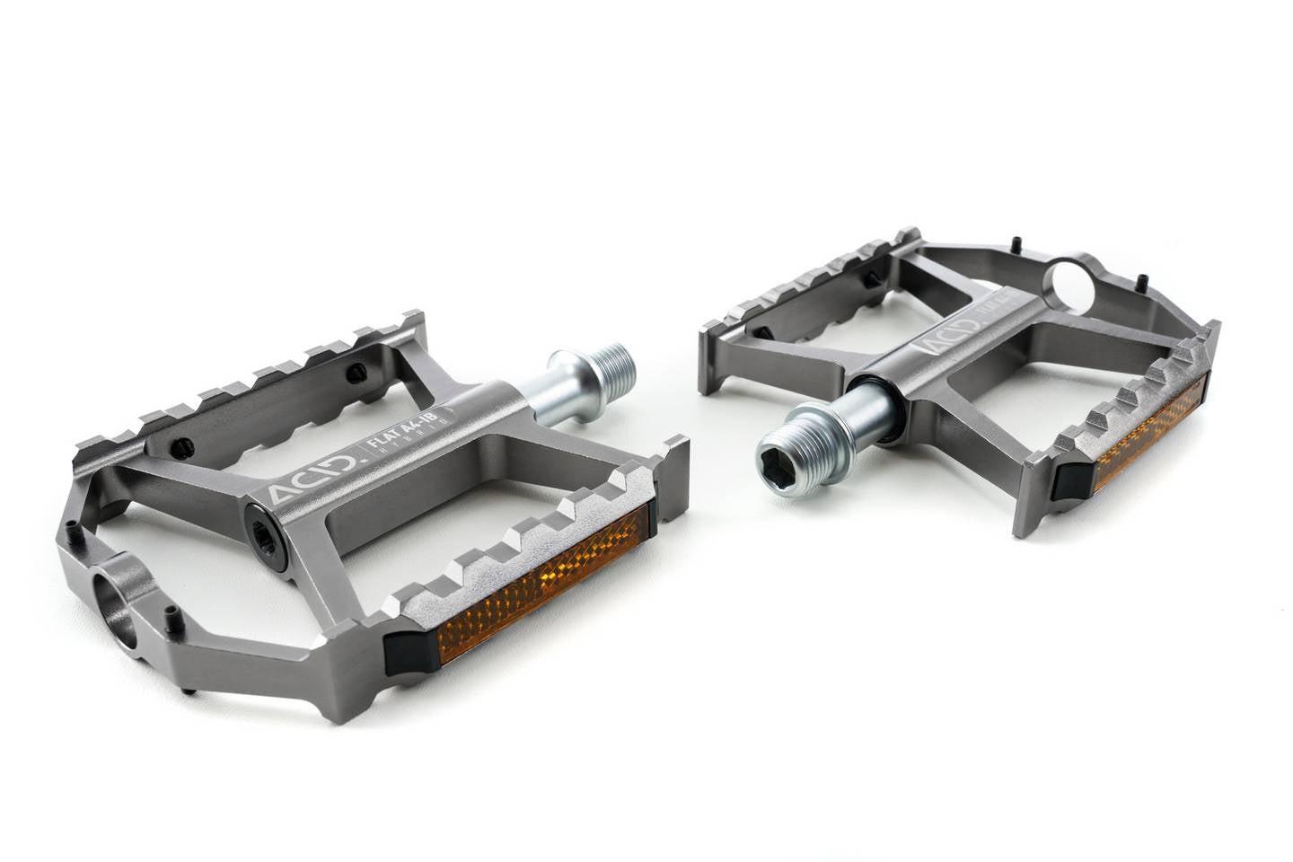 flat pedal reflektor Acid Pedale FLAT A4-IB HYBRID mit Reflektor grey
