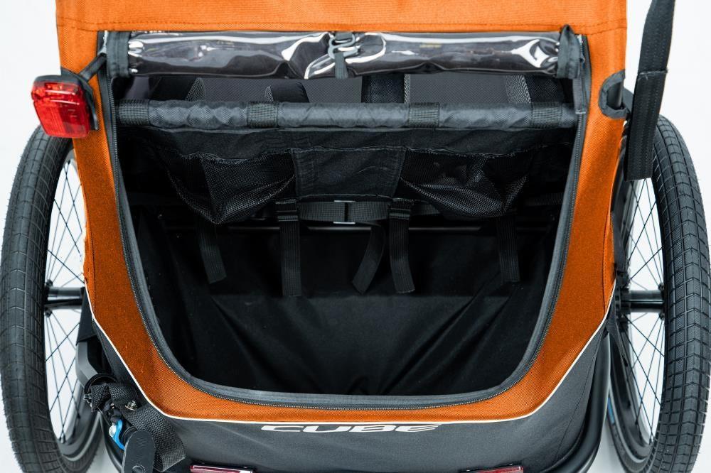 CUBE Kinder Fahrradanhänger Double CMPT X Actionteam gr grey'n'orange.