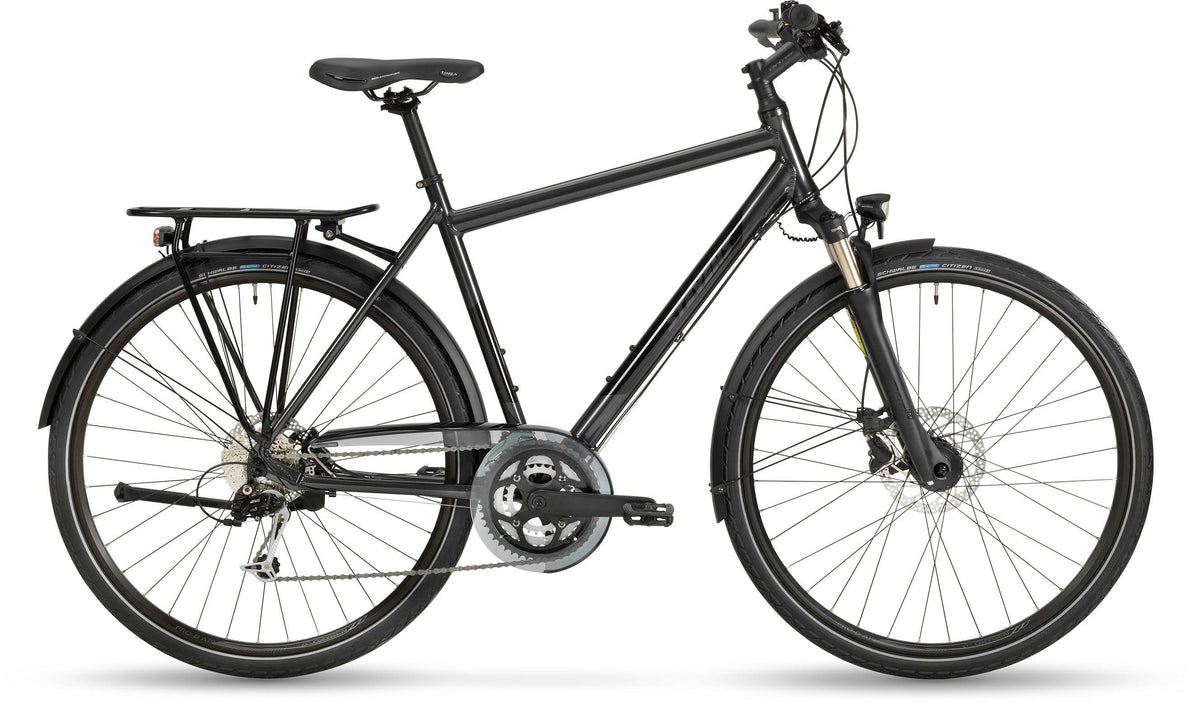 STEVENS Savoie Gent Phantom Grey Herren-Trekkingrad, schwarz mit Gepäckträger und Schutzblechen