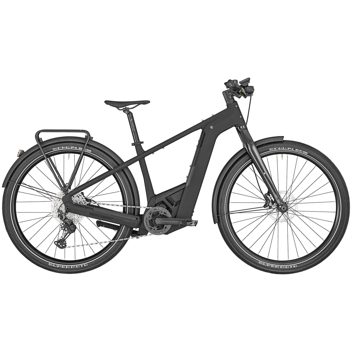 Bergamont E-Revox Elite Rigid EQ E-Bike in matt schwarz mit Gepäckträger und Schutzblechen