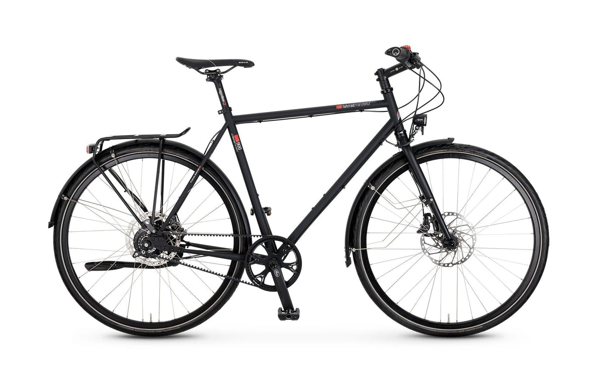 vsf T-900 ebony matt Trekkingrad mit Diamantrahmen, Scheibenbremsen und Gepäckträger