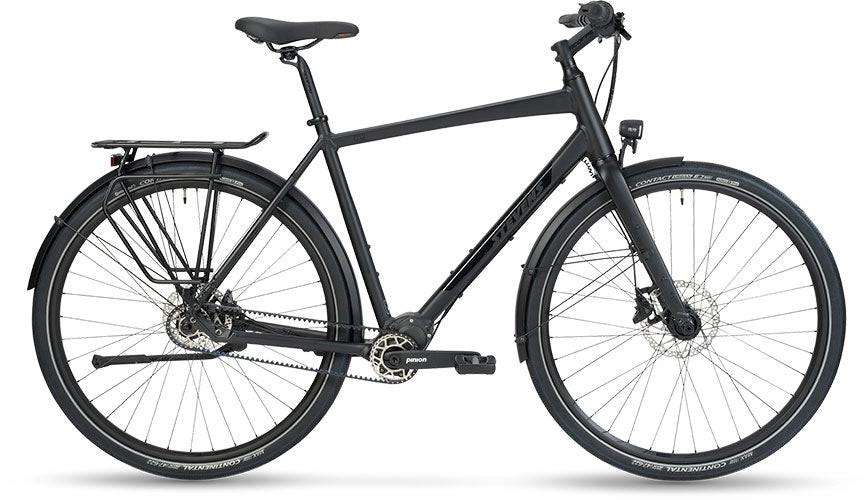 STEVENS C12 Stealth Black Trekkingrad mit Gepäckträger und Schutzblechen