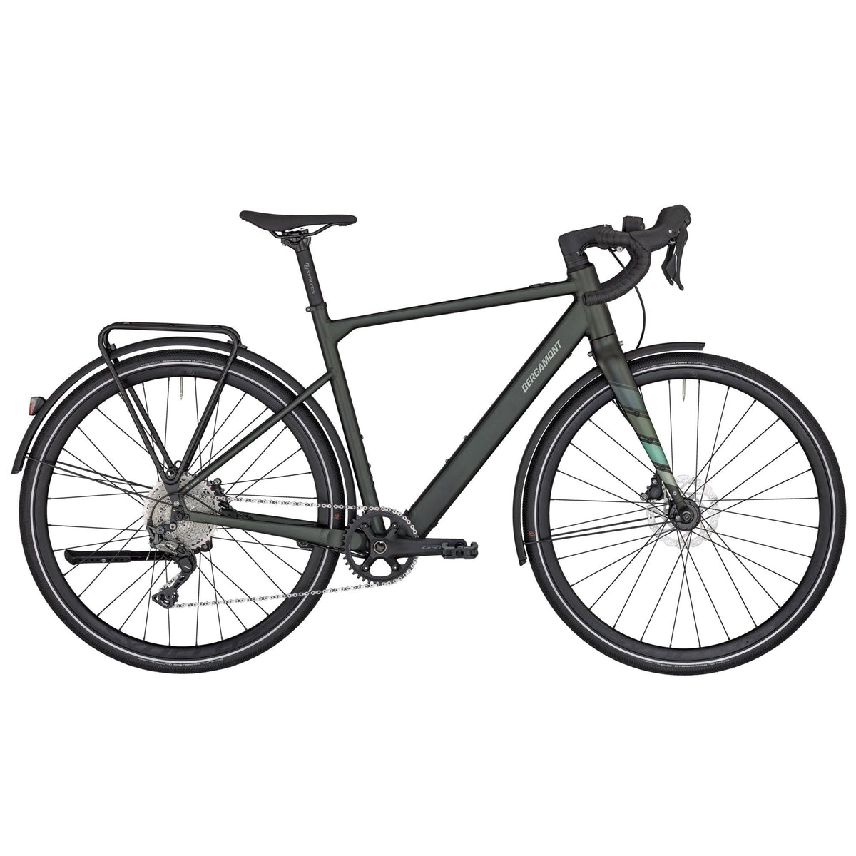 Bergamont E-Sweep Adventure black matt, E-Trekkingrad mit Gepäckträger und Schutzblechen