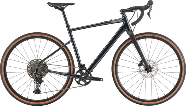 Cannondale Topstone 2 1x Tungsten Blue Gravelbike mit braunen Reifen