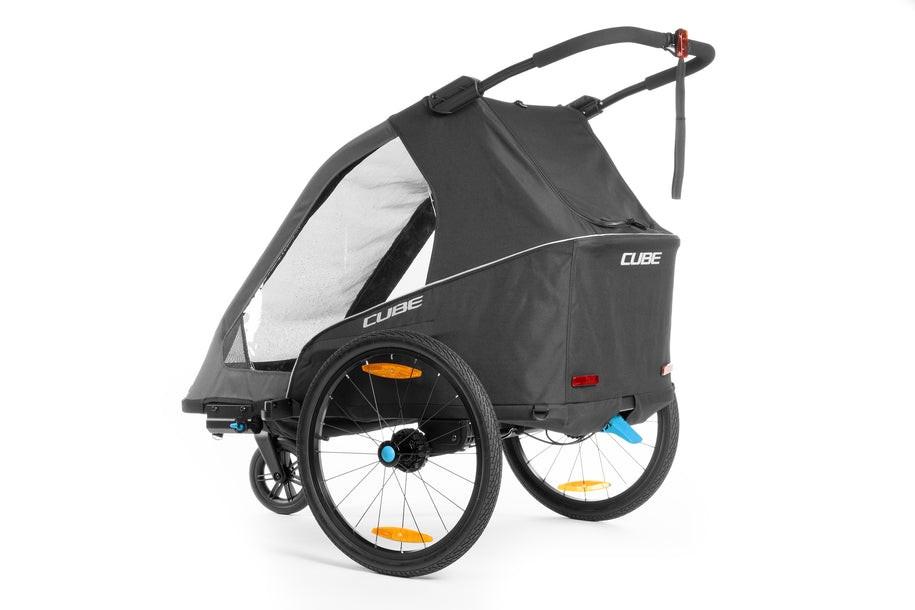 CUBE Kinder Fahrradanhänger Double PURE black, grey