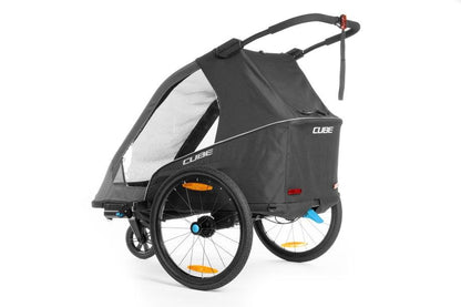 CUBE Kinder Fahrradanhänger Double PURE black, grey.