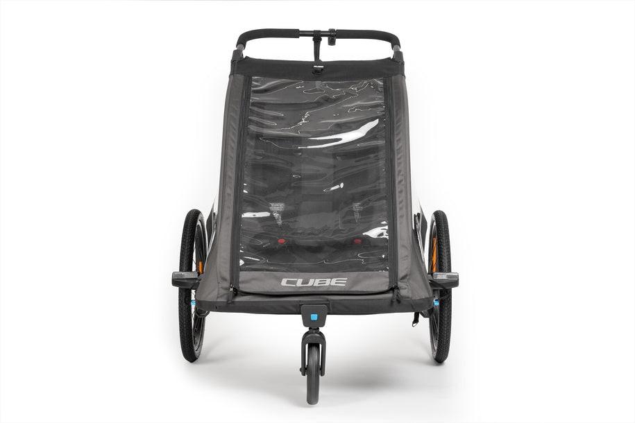 CUBE Kinder Fahrradanhänger Double PURE black, grey.