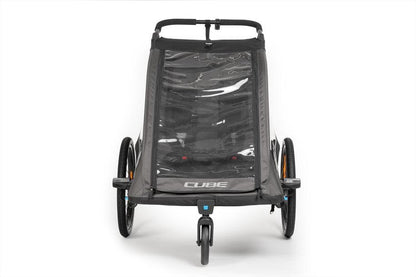 CUBE Kinder Fahrradanhänger Double PURE black, grey.
