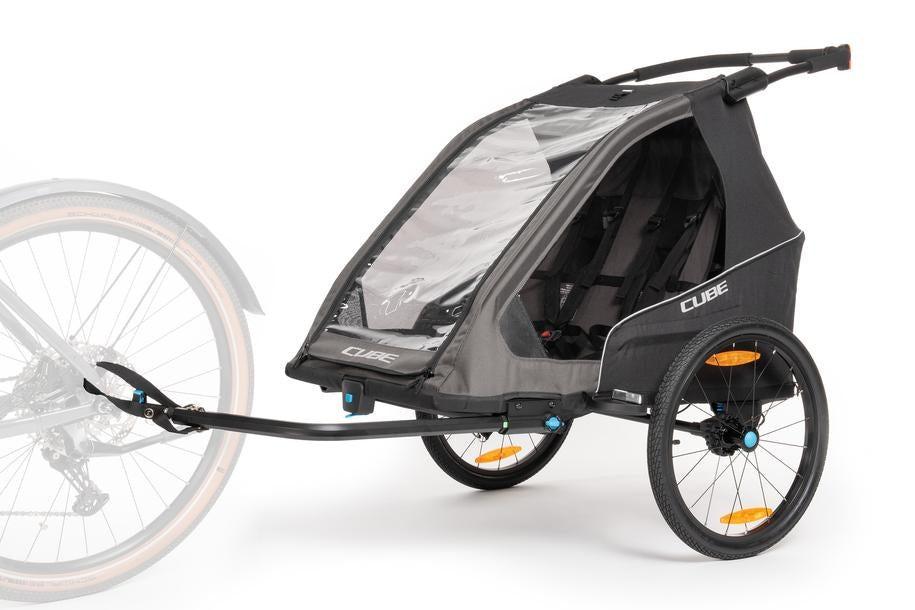 CUBE Kinder Fahrradanhänger Double PURE black, grey