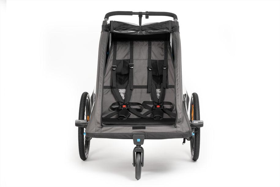 CUBE Kinder Fahrradanhänger Double PURE black, grey.