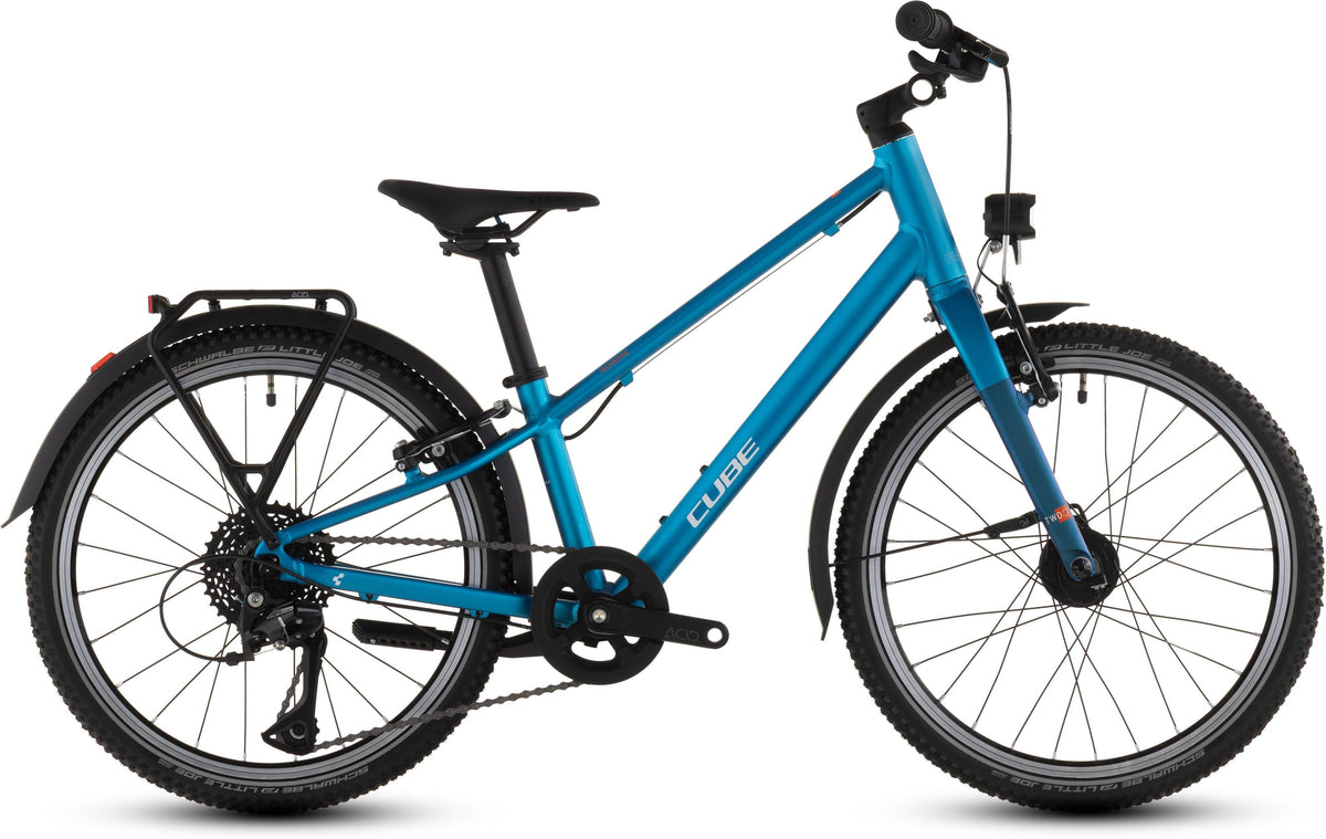 CUBE Numove 200 FE Kinderfahrrad in topasblue'n'nebula mit Schutzblechen und Gepäckträger