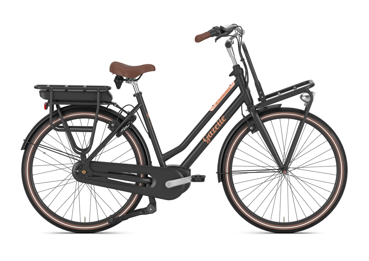 Gazelle Miss Grace C7 400 Wh in Black Matt, E-Bike mit Front- und Gepäckträger