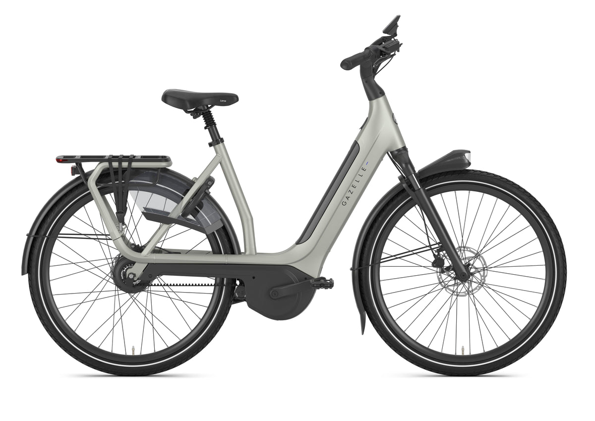 Gazelle Avignon C380 E-Bike, 800 Wh, pebble grey matt, Tiefeinsteiger, Seitenansicht