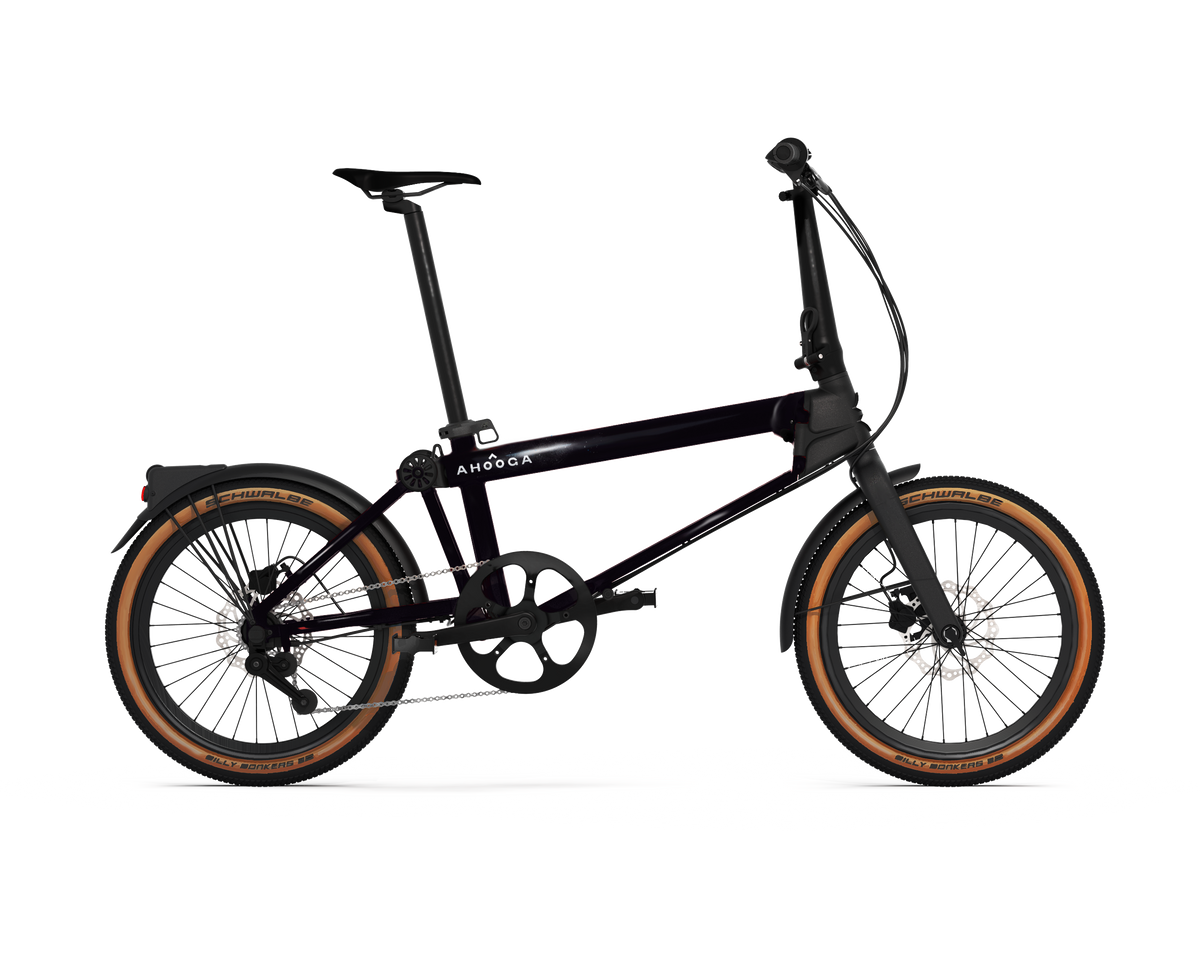 Ahooga A-MAX Alfine 8-Gang Faltrad mit Gepäckträger in Cosmic Black, Seitenansicht