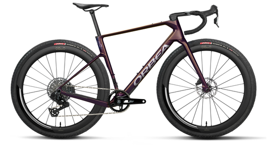 Orbea TERRA RACE M31eLTD 1X Gravelbike in Sunset Carbon Matt, Seitenansicht