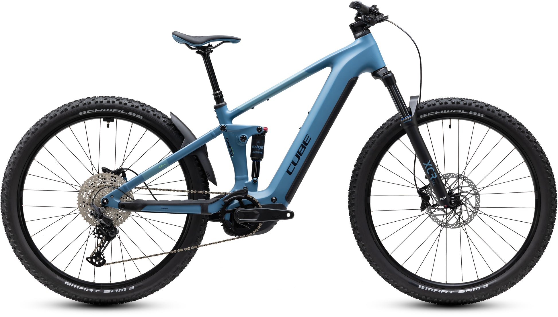 CUBE Stereo Hybrid ONE22 Pro 800 E-Mountainbike in bluesapphire´n´blue, Seitenansicht