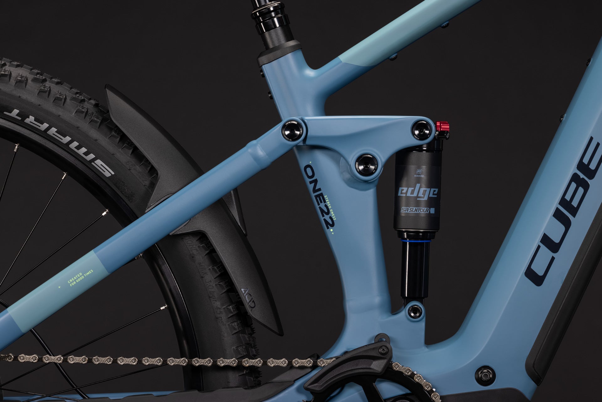 CUBE Stereo Hybrid ONE22 Pro 800 E-Mountainbike in Bluesapphire und Blue, Detailansicht