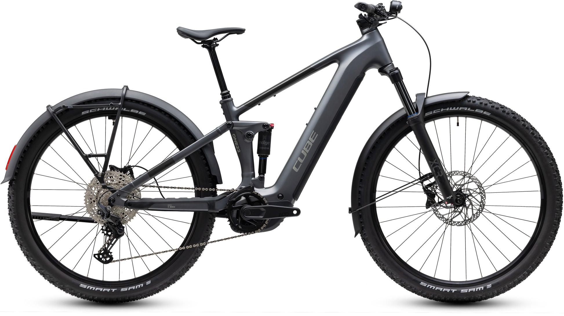 CUBE Stereo Hybrid ONE22 Pro 800 FE E-Mountainbike in slabgrey´n´chrome, Seitenansicht