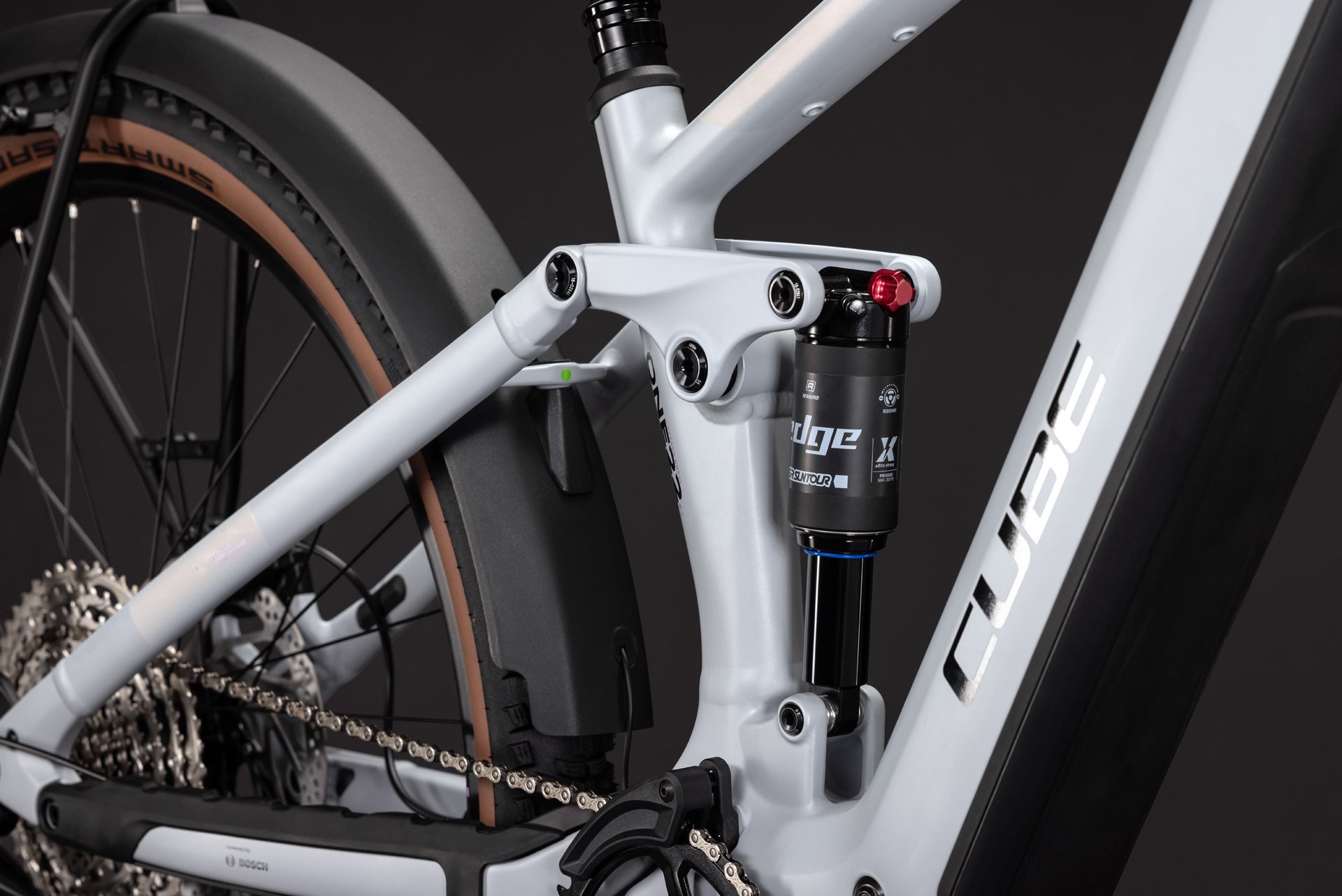 CUBE Stereo Hybrid ONE22 Pro 800 FE in foggrey´n´sparklerose, Detailansicht des Hinterbaus