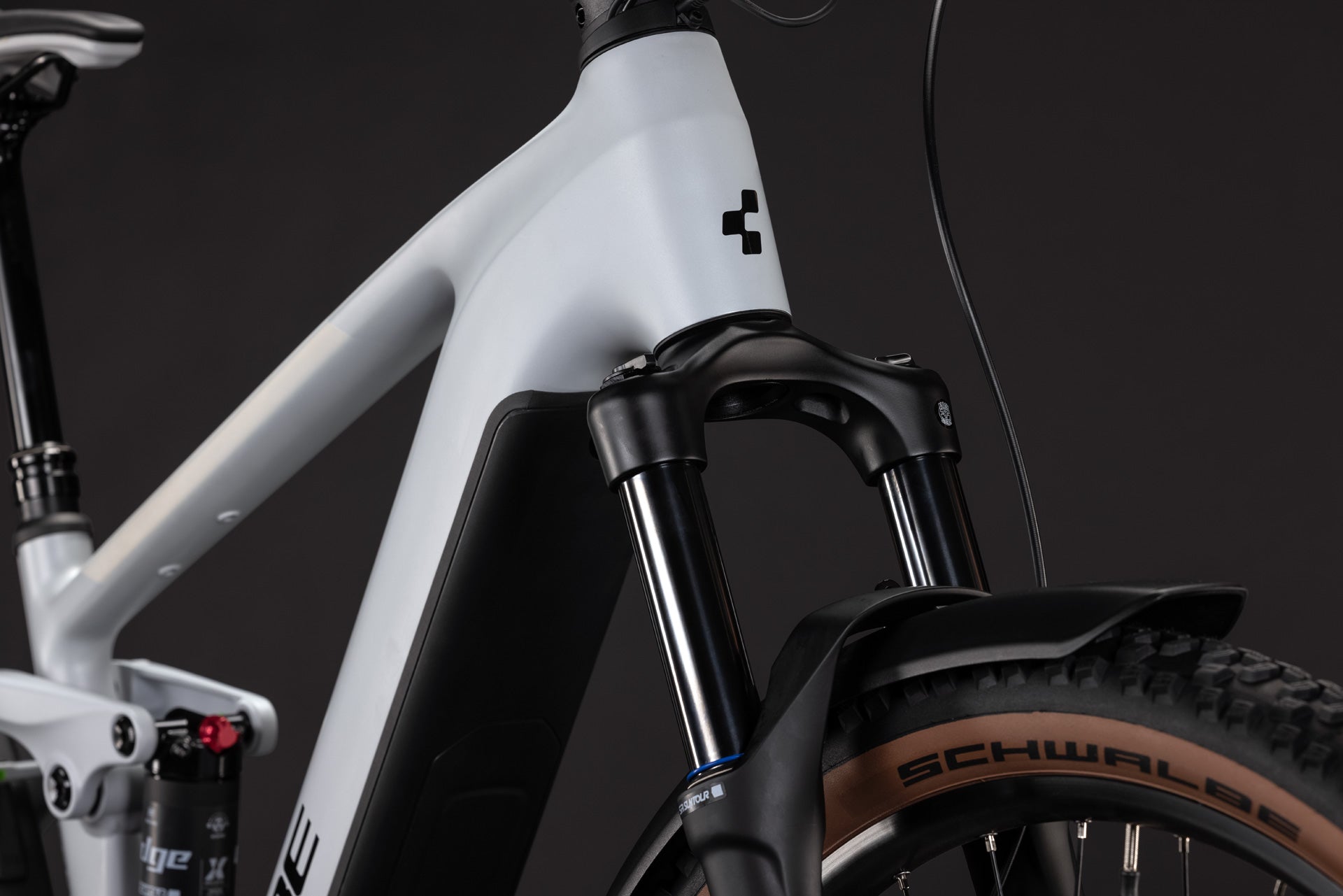 CUBE Stereo Hybrid ONE22 Pro 800 FE in Foggrey’n’Sparklerose, E-Mountainbike Detailansicht