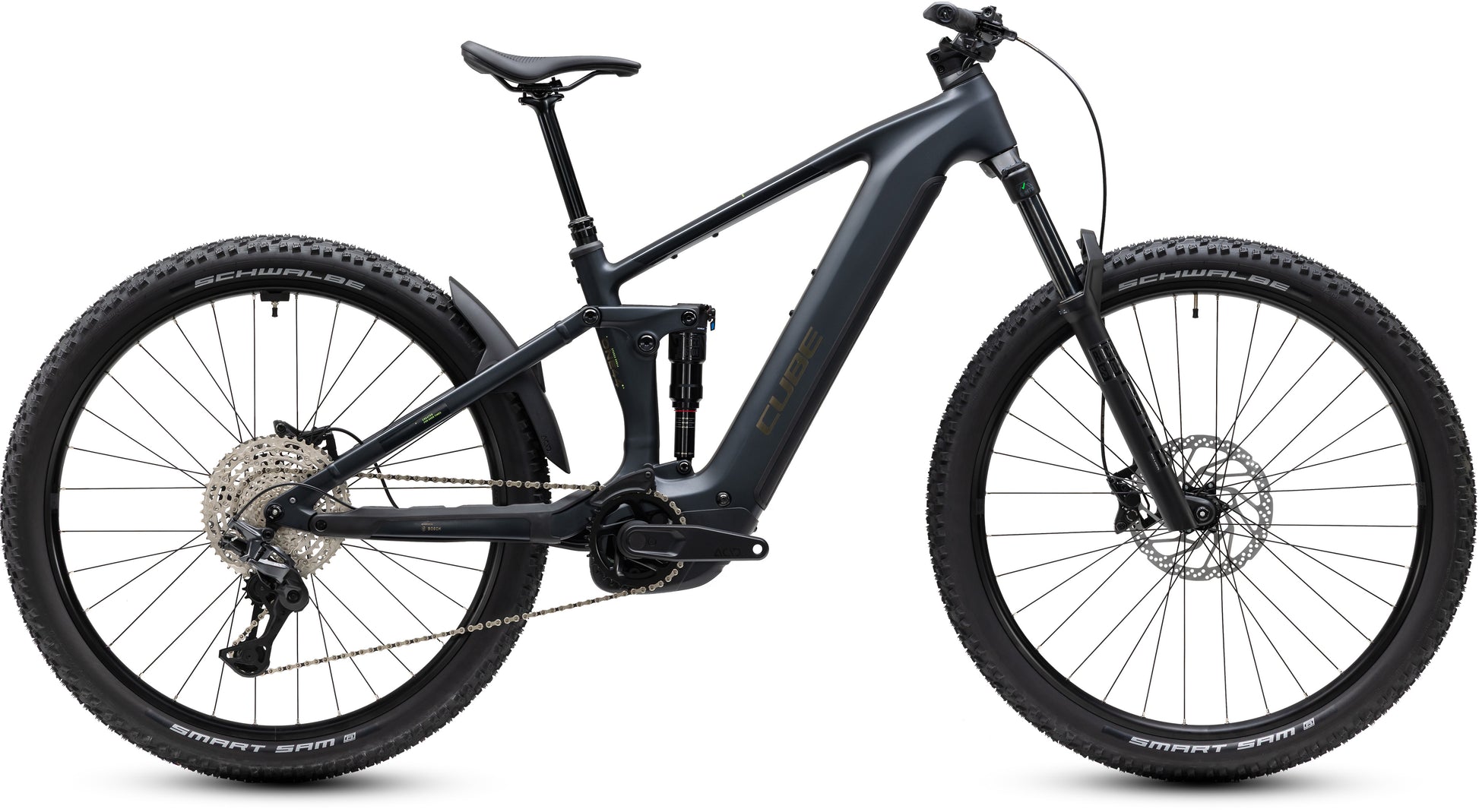 CUBE Stereo Hybrid ONE44 Pro 800 in coal´n´black, E-Mountainbike im Seitenprofil
