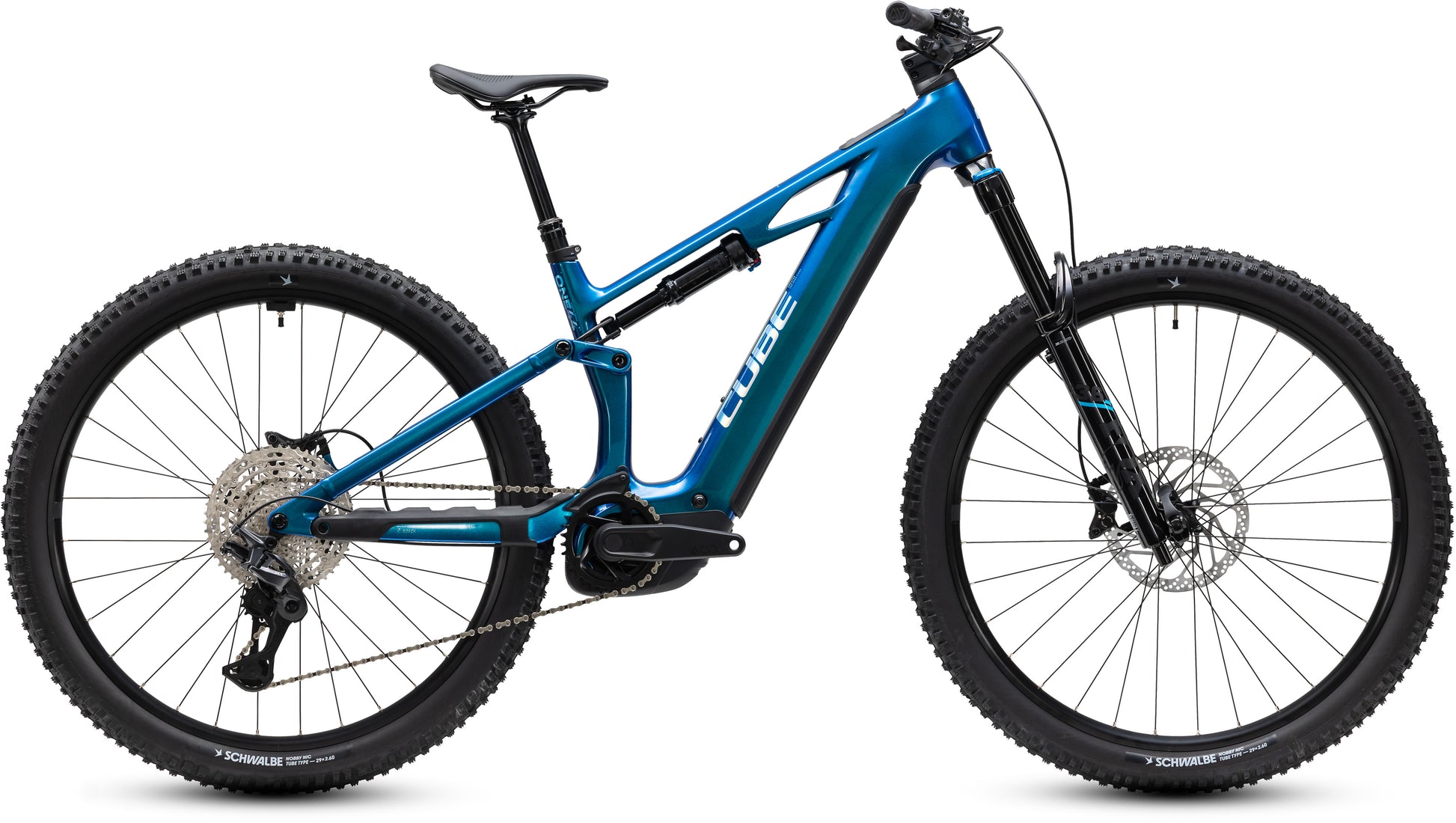 CUBE Stereo Hybrid ONE44 HPC Race 800 E-Mountainbike in nebula´n´prizm, Seitenansicht