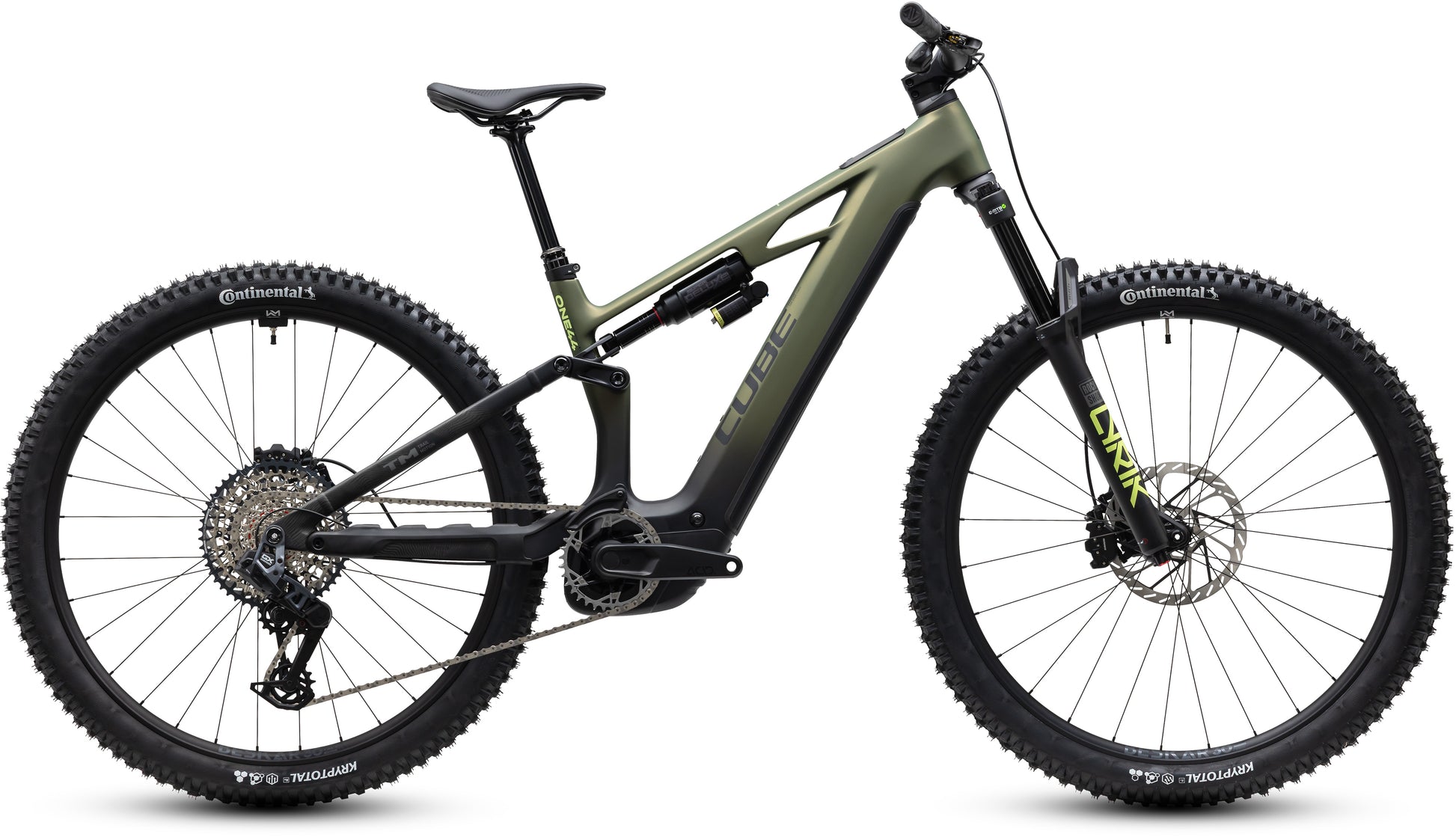 CUBE Stereo Hybrid ONE44 HPC TM 800 E-MTB in reedgreen´n´gills, Seitenansicht