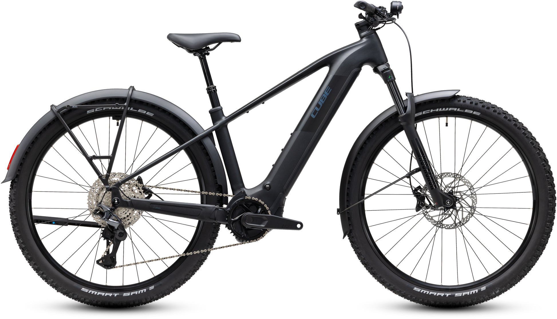CUBE Reaction Hybrid Pro 800 FE E-Bike, silber/schwarz, mit Schutzblechen, Licht, Gepäckträger