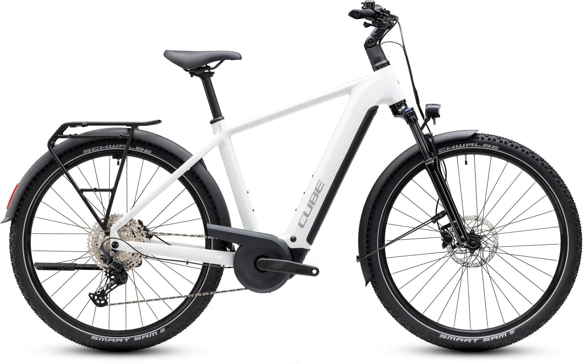CUBE Nuride Hybrid Performance 720 E-Bike in metallicwhite´n´grey, Seitenansicht