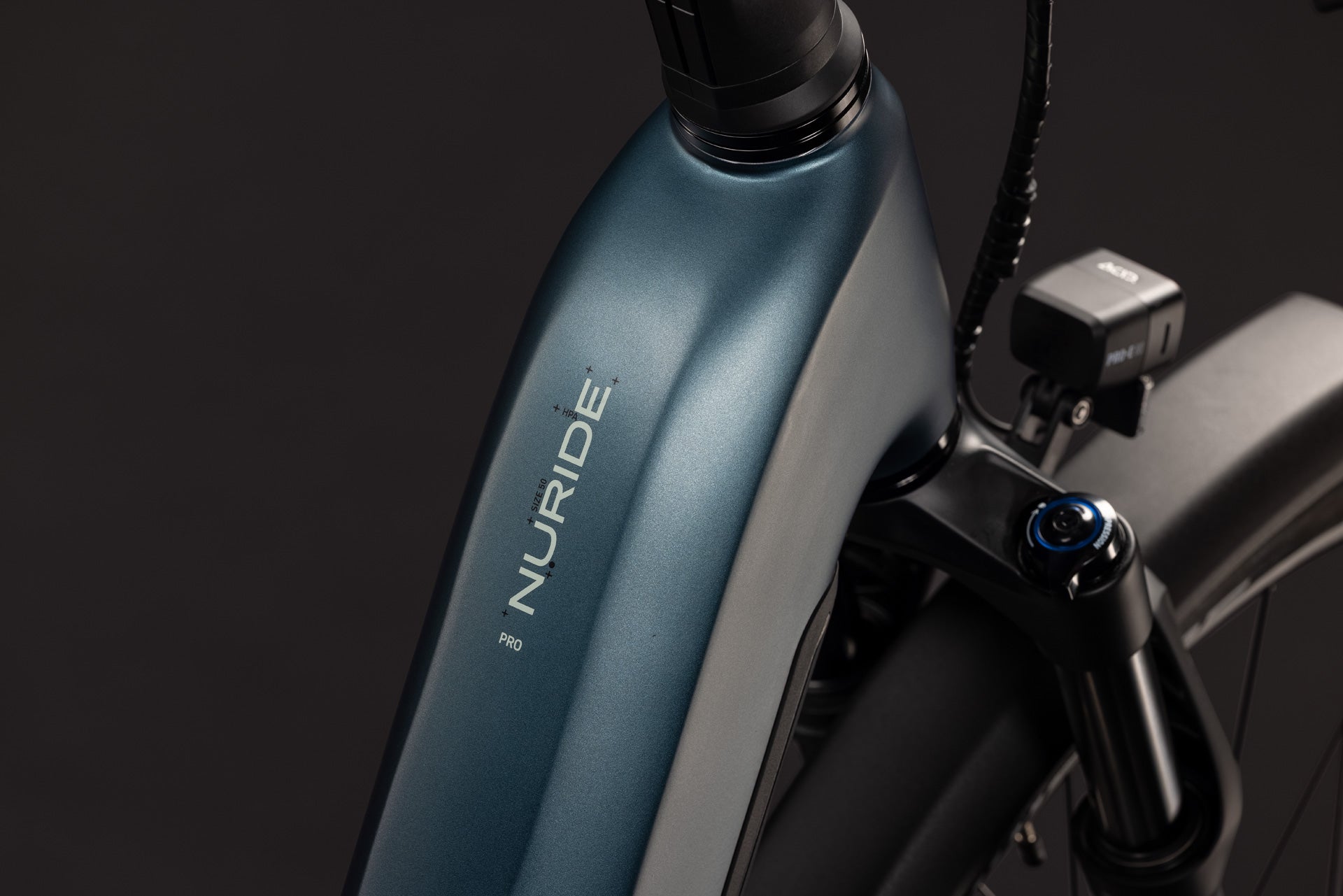 CUBE Nuride Hybrid Pro 800 E-Bike in deepteal´n´blue, Detailansicht Rahmen