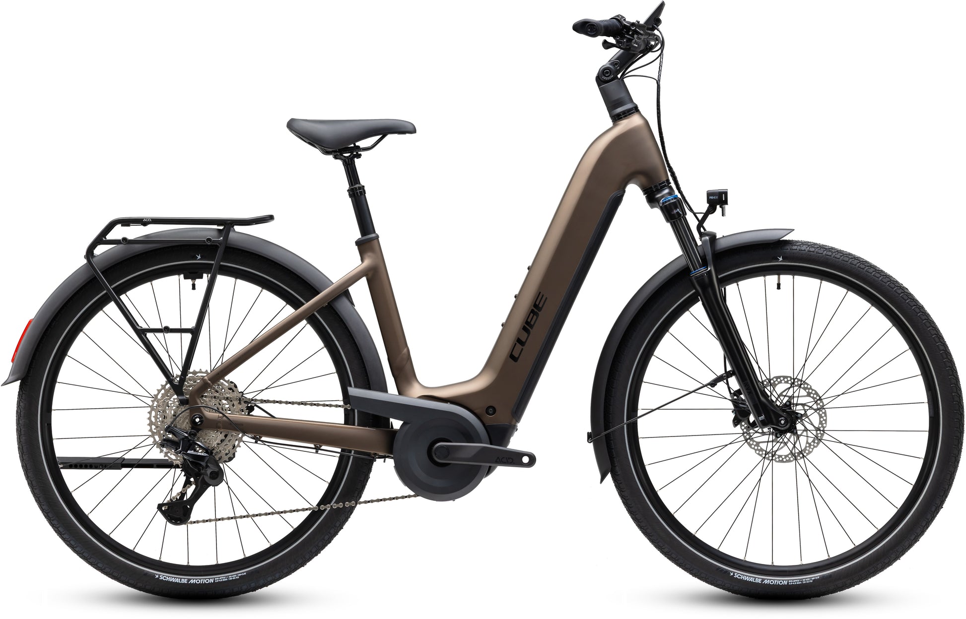 CUBE Touring Hybrid Pro 800 E-Bike in metallicumbra´n´black, Seitenansicht