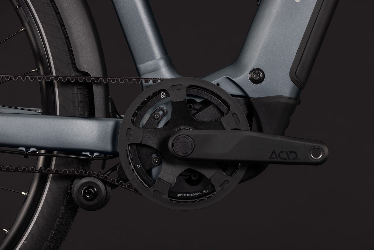 CUBE Touring Hybrid Deluxe SLX 800 in slabgrey´n´chrome mit Antrieb und Kettenblatt