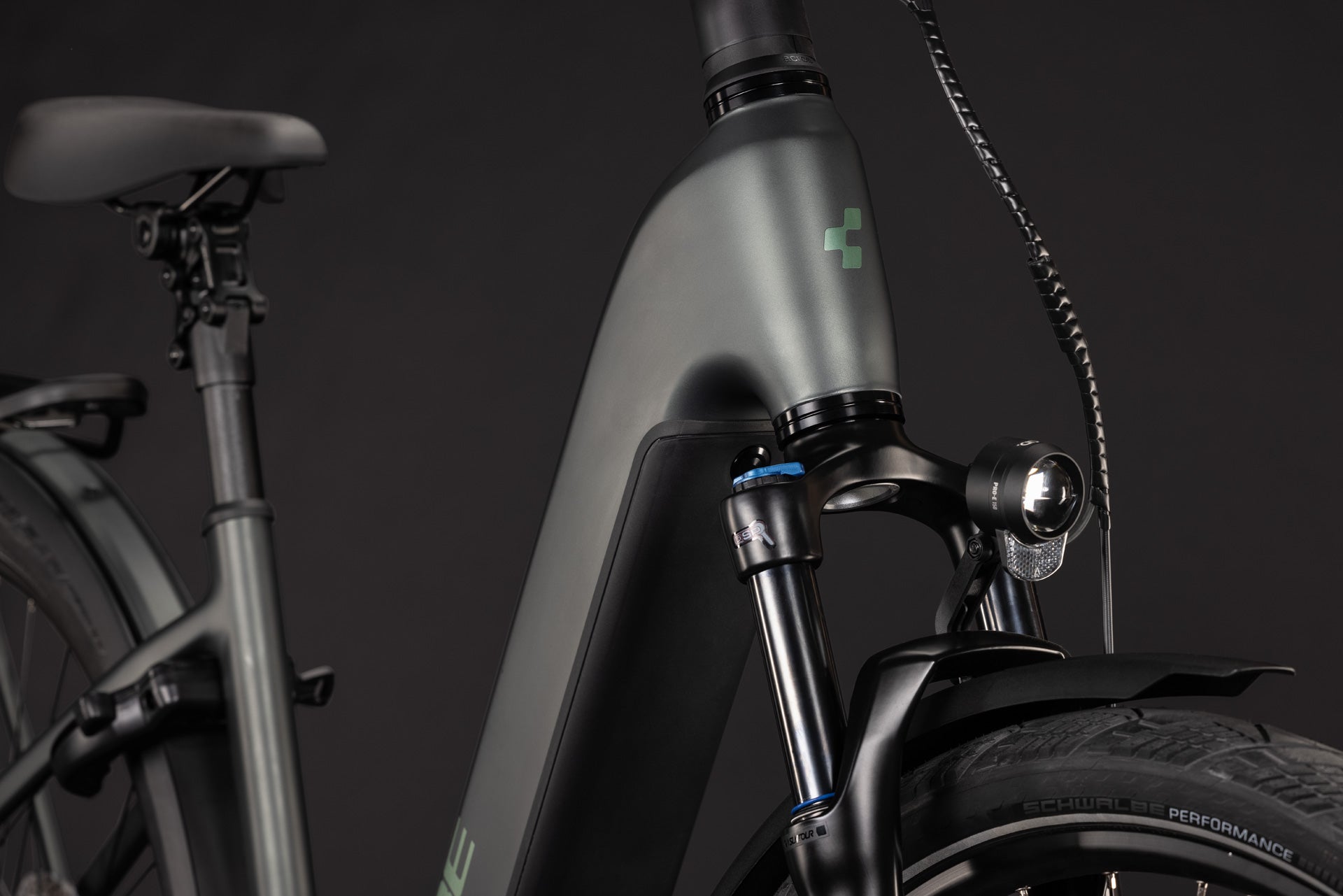 CUBE Kathmandu Hybrid Deluxe Pro 800 E-Bike in blackforest´n´chrome, Detailaufnahme