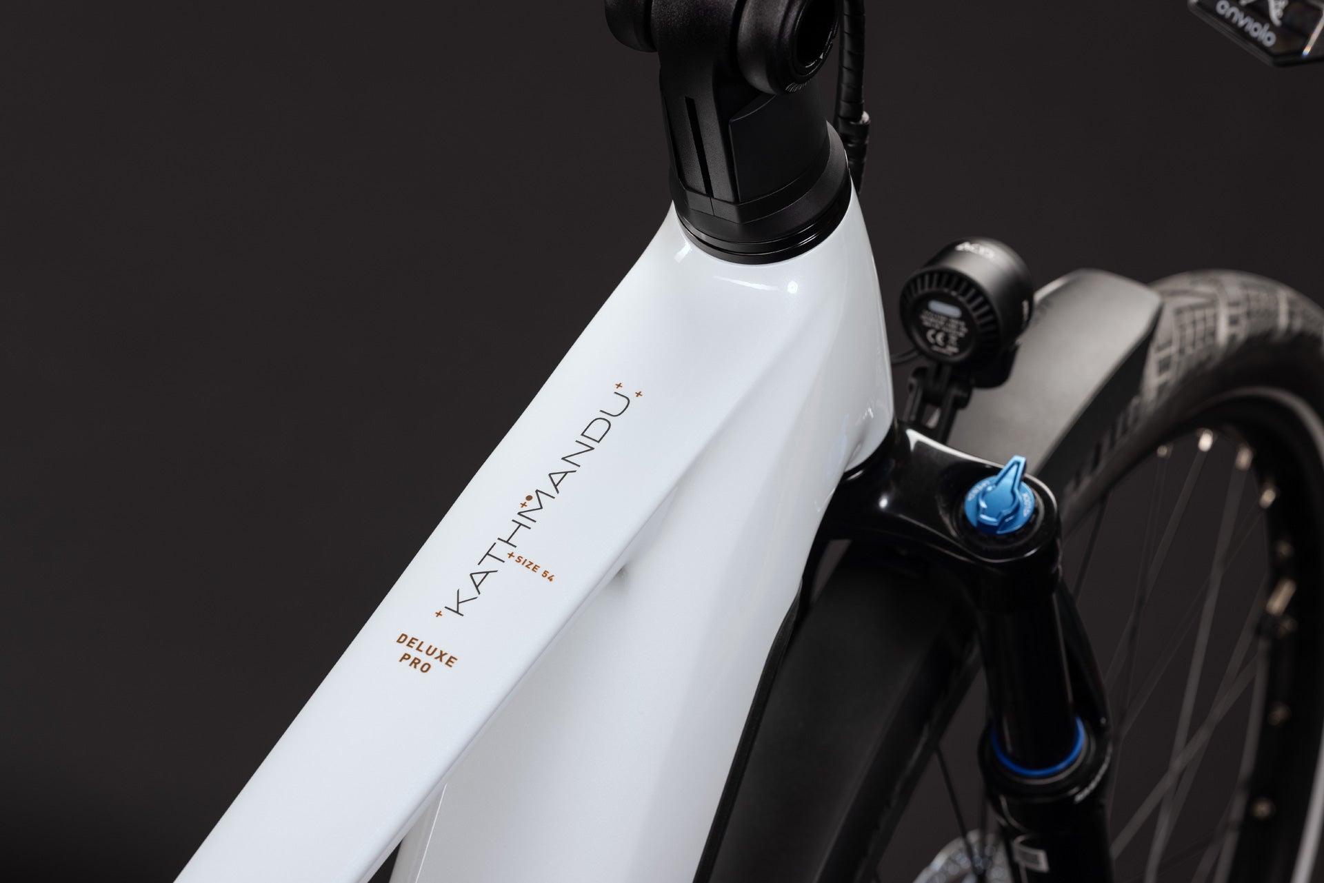 CUBE Kathmandu Hybrid Deluxe Pro 800 E-Bike in metallicwhite´n´chrome, Detailansicht
