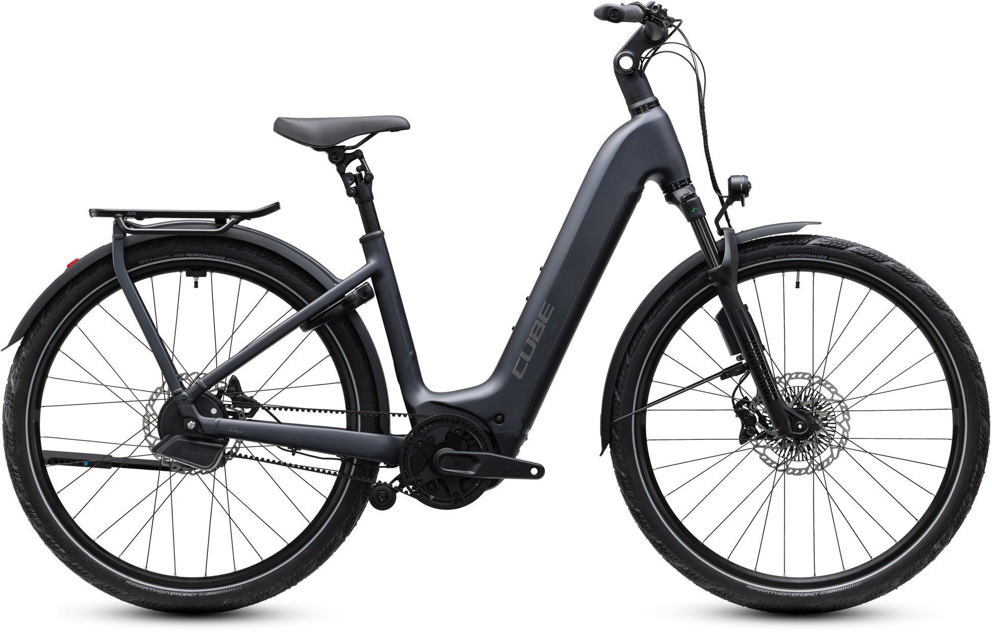 CUBE Kathmandu Hybrid Deluxe EXC 800 in stealthgrey'n'grey, E-Trekkingbike mit Tiefeinstieg