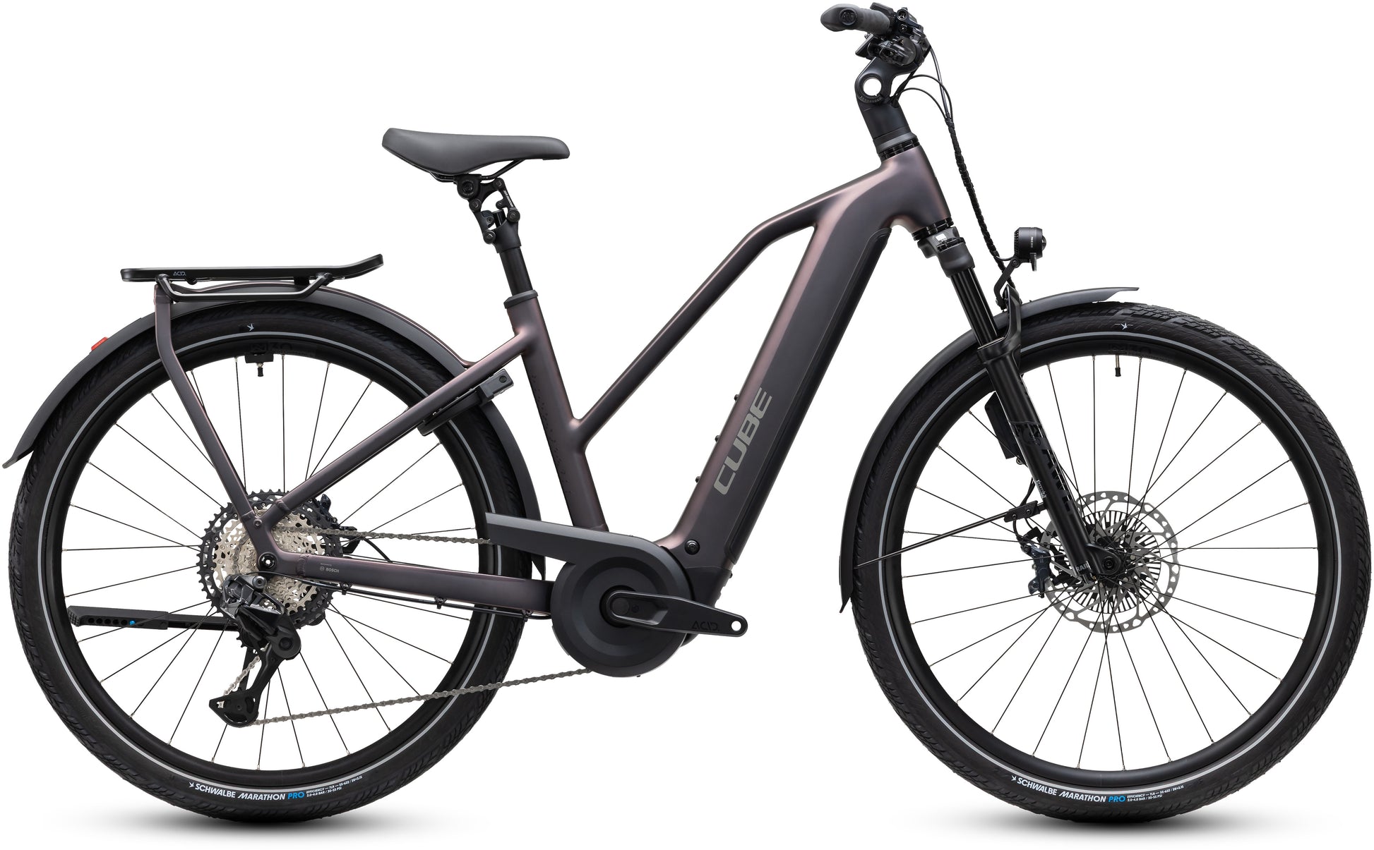 CUBE Kathmandu Hybrid SLT 800 E-Trekkingbike in mysticgraphite'n'reflex, Seitenansicht