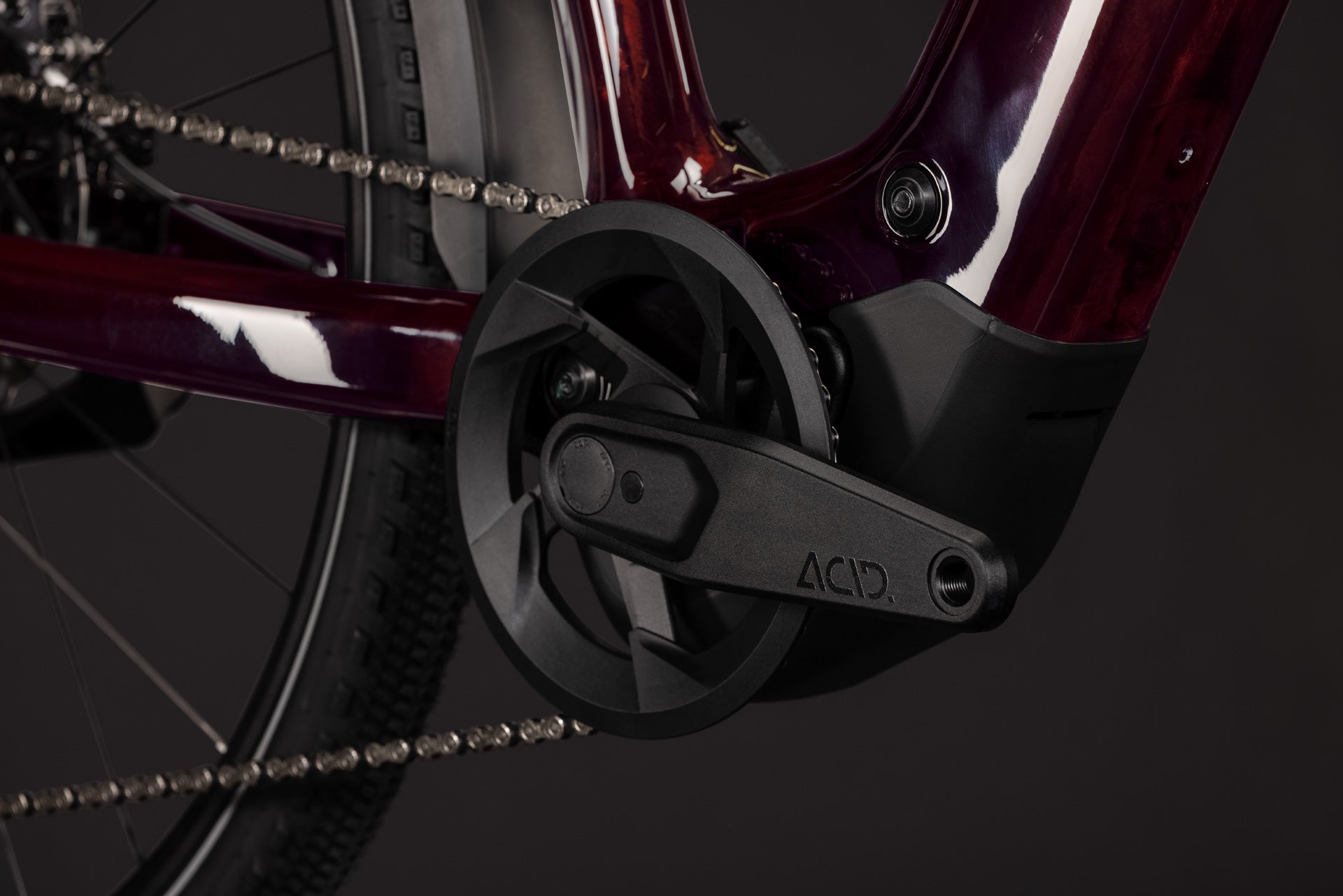 CUBE Kathmandu Hybrid C:62 SLX 400X in liquidred´n´red mit Antriebsbereich im Detail