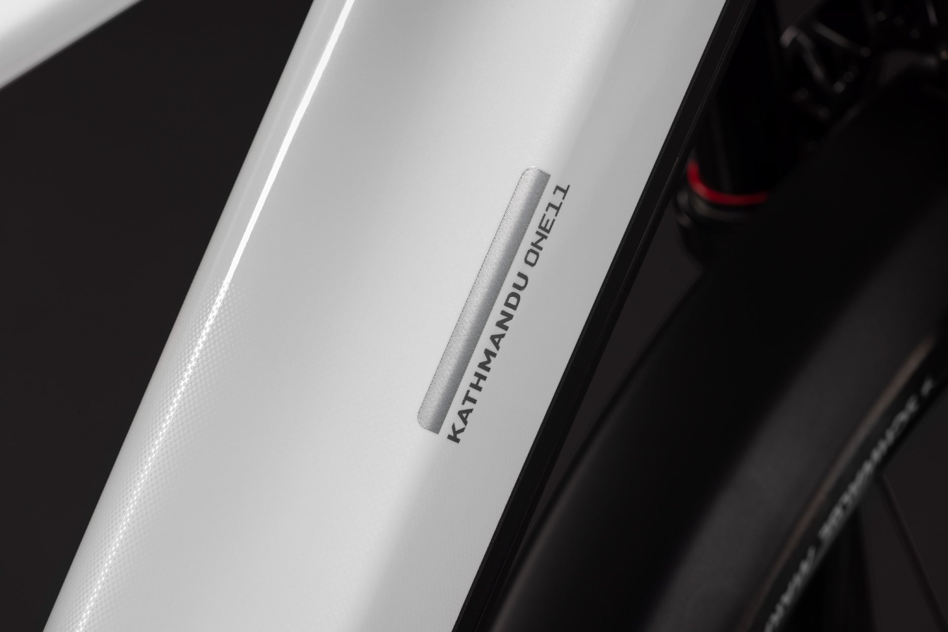 CUBE Kathmandu Hybrid ONE11 HPC SLX 800 in metallicwhite´n´prizm, Detail am Unterrohr