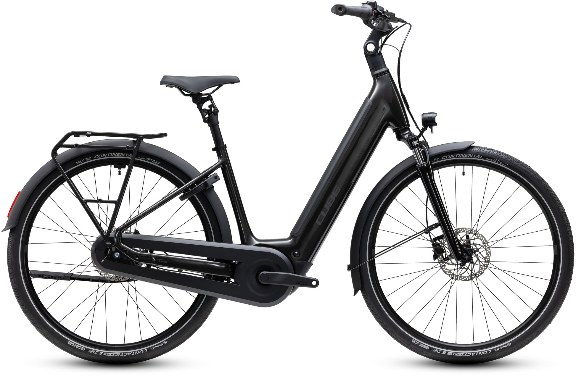 CUBE Supreme Hybrid Comfort ONE 600 in gunmetal´n´reflex, City-E-Bike mit Gepäckträger