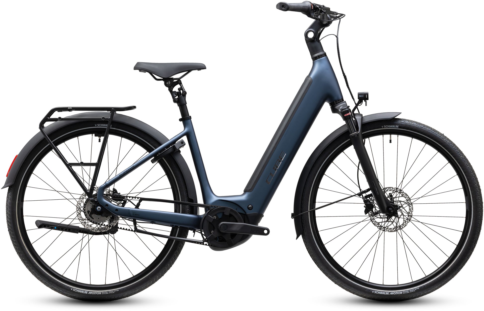 CUBE Supreme Hybrid Deluxe ONE 600 E-Bike in navyblack´n´black mit Gepäckträger und Schutzblechen