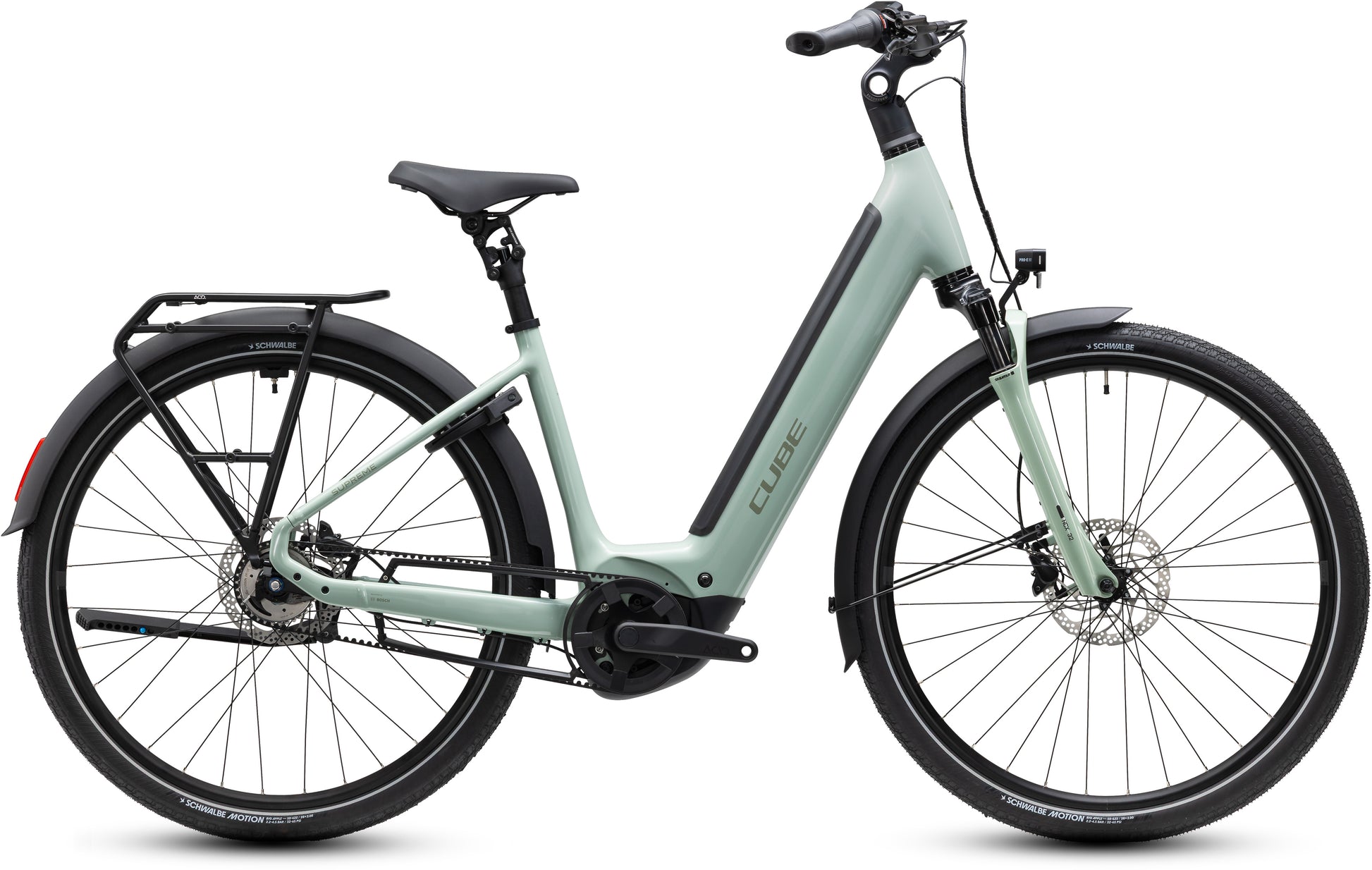 CUBE Supreme Hybrid Deluxe ONE 600 in aloegreen´n´reflex, City-E-Bike mit Gepäckträger