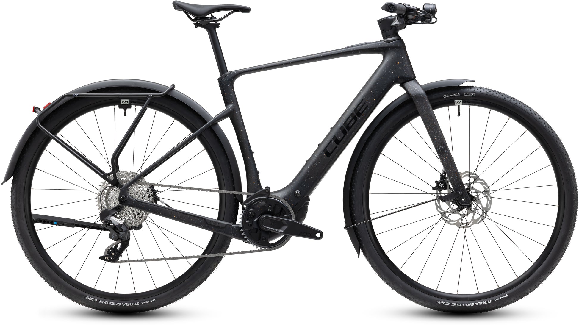 CUBE Nulane Hybrid C:62 SLX 400X FE in mineralblack'n'orange, E-Bike mit Schutzblechen
