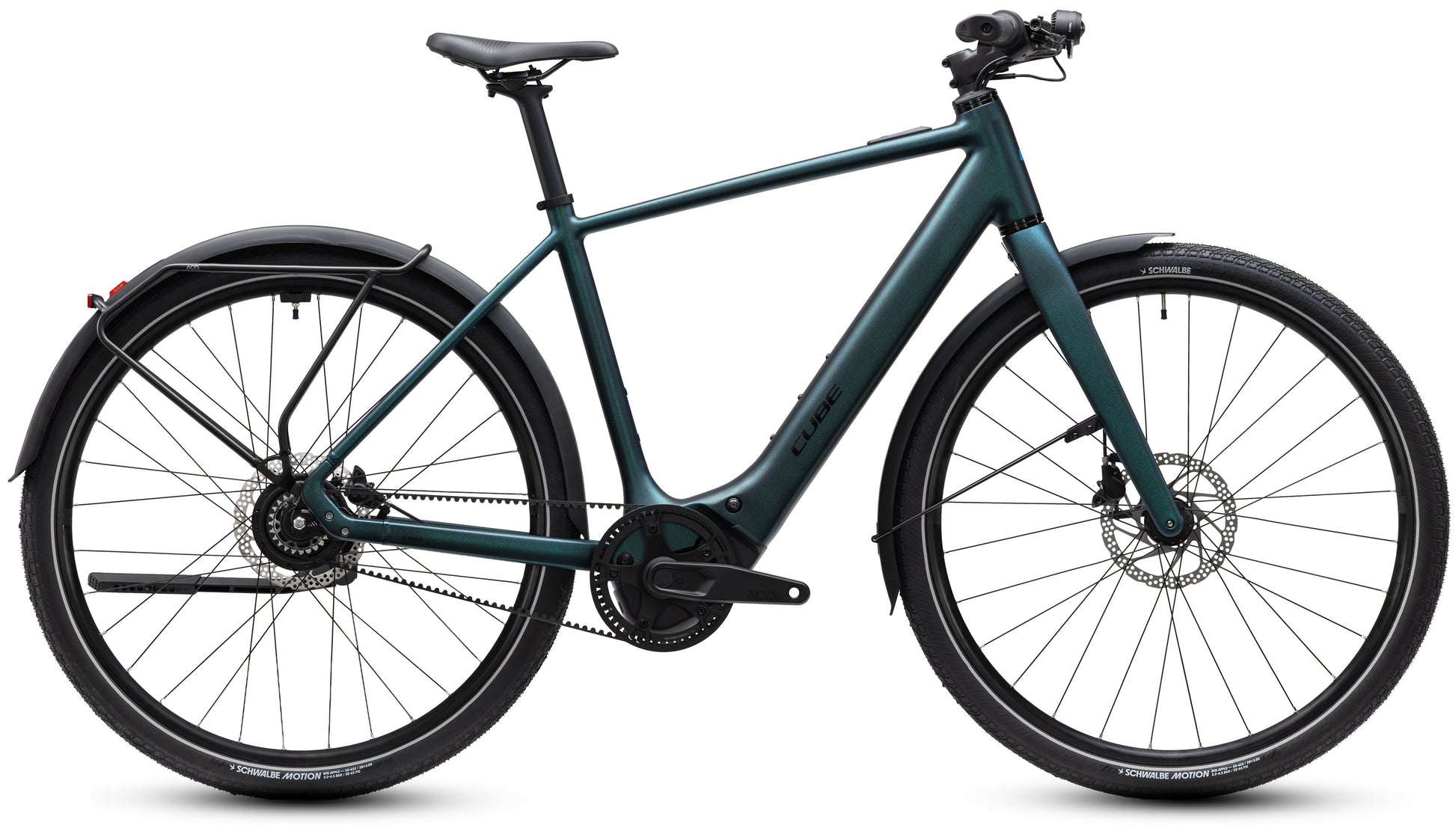 CUBE Editor Hybrid SLX 400X FE in glitterteal´n´black, E-Bike mit Schutzblechen und Gepäckträger
