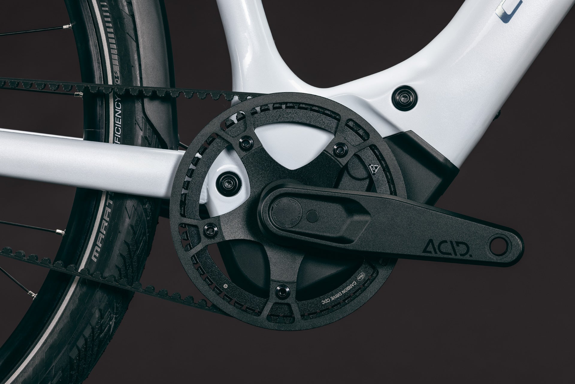 CUBE Editor Hybrid SLT 400X FE glacier´n´prizm, Detail der Antriebseinheit und des Rahmens