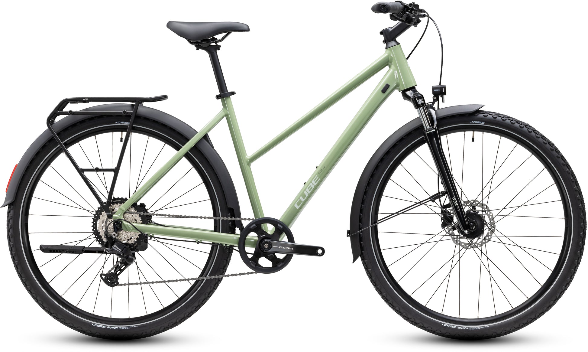 CUBE Nature ONE FE in almondgreen´green, Trekkingrad mit Gepäckträger und Schutzblechen