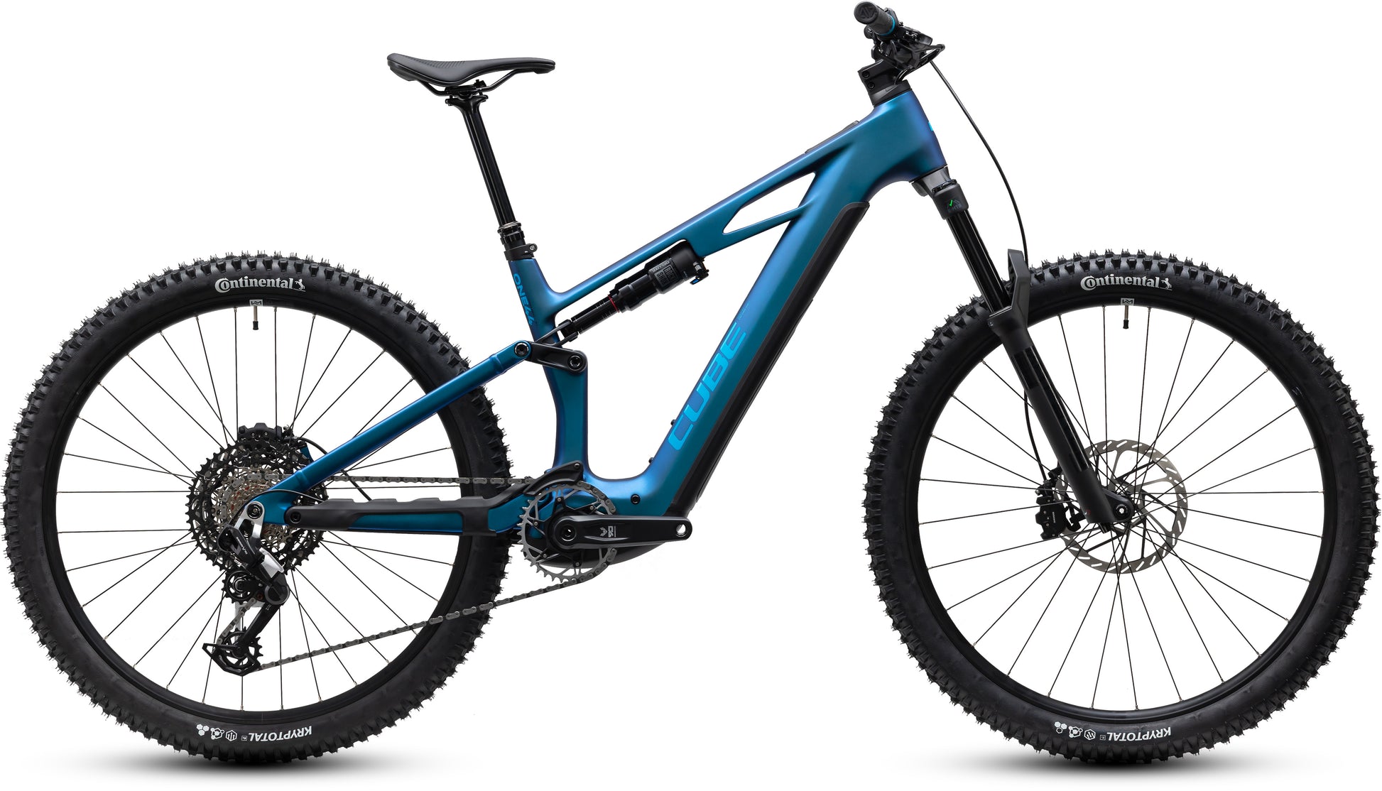 CUBE Stereo Hybrid ONE44 HPC EXC 800 E-Mountainbike in nebula´n´blue, Seitenansicht